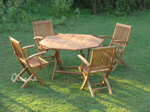 Table pliante octogonale en bois de teck contemporaine de qualité supérieure 120 CM Design durable hôtel parc jardin activité de plein air salle à manger - Product Image 4