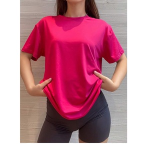 Bonne qualité Spandex/coton femmes blanc col rond à manches courtes t-shirt décontracté personnalisé plaine t-shirt en gros usine de base - Product Image 5