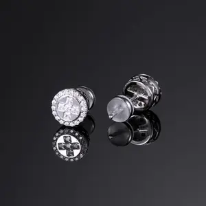 Grandes boucles d'oreilles créoles en argent sterling écologique avec diamants de laboratoire étincelants – Cadeau - Product Image 3