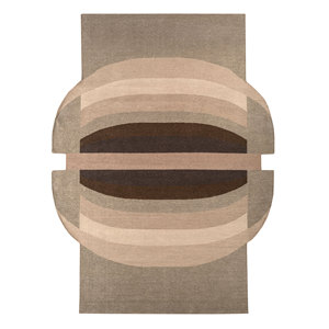 พรมผ้าลินินถักมือสีเบจ-น้ำตาล ลายกราฟิก รูปทรงสี่เหลี่ยมผืนผ้า สำหรับห้องนั่งเล่น ห้องโถง หรือทางเดินในบ้าน - Product Image 1