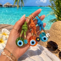 Juego de 3 llaveros de ojo turco con diseños de amuletos coloridos y variados, llavero Nazar de 3 cm, juego de regalo de recuerdo turco de acero inoxidable KEC-D2