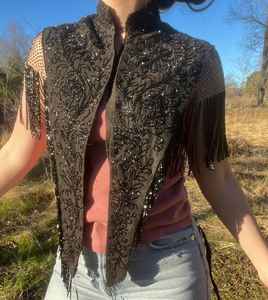 Elegant Anti-Static <b>Ladies</b> Evening Party Dress with Beaded <b>Cape</b> & Beautiful Embroidered Pearls Fringes Wrap - Product Image 1