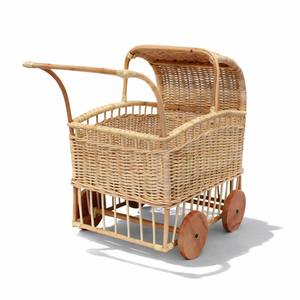 Chariot en rotin de haute qualité pour enfants, chariot de poupée, chariot de poupée naturel, jouets d'enfants faits à la main du Vietnam - Product Image 1