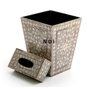 Caja Porta Pañuelos de Estilo Moderno, Forma Redondeada con Acabado de Incrustaciones de Hueso, para Bodas, Fiestas, Celebraciones y Uso en Servicios de Catering - Product Image 6