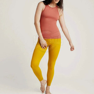 Legging de yoga décontracté à taille haute, respirant, en tricot, personnalisé, fabriqué en spandex et polyester, style unique pour femmes - Product Image 3