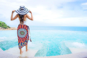 2025 Women New Design Sarong Beach Wear Swimsuit Cover up Peacock Bikini wear Pareo Wrap Summer - Product Image 5