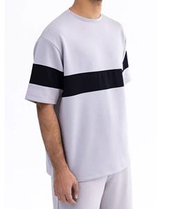 Conjunto doble para hombre, ropa informal de dos tonos de manga corta con cuello redondo y ajuste holgado, ropa cómoda de verano, ligera a la moda - Product Image 5