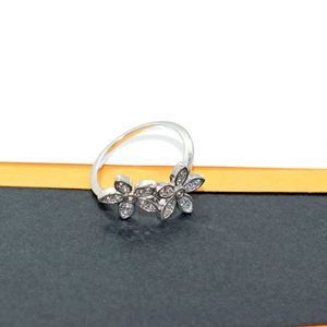 แหวนเพชรสวิสสุดหรูแหวนเพชรสวิสรูปดอกไม้สุดหรู925เงินสเตอร์ลิงเครื่องประดับแบบวางซ้อนกันได้สำหรับหมั้นของขวัญสำหรับผู้หญิง - Product Image 6