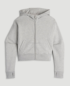 Sweat à capuche court zippé pour femme à épaules tombantes, taille XL, 100 % coton de qualité supérieure, tissu tricoté doux et respirant, hiver - Product Image 5