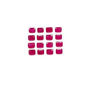 Rubí Natural de Mozambique, Calibrado, Octogonal, Sin Tratar, Gema Suelta, Tamaños 3x4mm 4x5mm, Rojo Rosado, Corte Cojín, Pulido con Calor, Efecto Cristal - Product Image 1