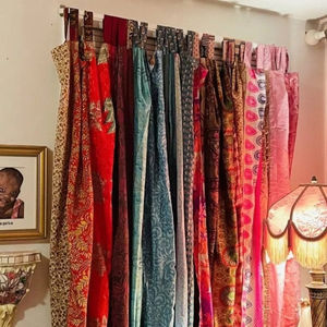 Old Silk Sari Fabric Made Multi Color Handmade <b>Curtain</b> <b>Door</b> Window Decor <b>Curtain</b> Home <b>Door</b> Window <b>Curtain</b> - Product Image 1