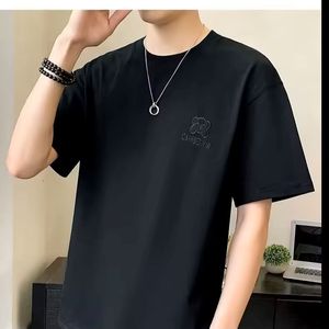 Logo personnalisé couleur blanche T-shirts formels col rond coupe régulière grande taille pour hommes Techniques de broderie de haute qualité Conception solide - Product Image 2