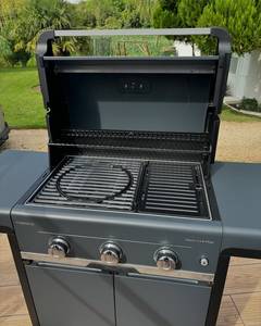 Barbecue à gaz moderne et durable pour jardin, fumoir, chariot de cuisine extérieur pour camping, en acier inoxydable thermolaqué, 5 brûleurs électroniques - Product Image 5