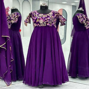 Último diseñador Faux Georgette bordado trabajo Anarkali Vestido por Fab Zone - Product Image 3
