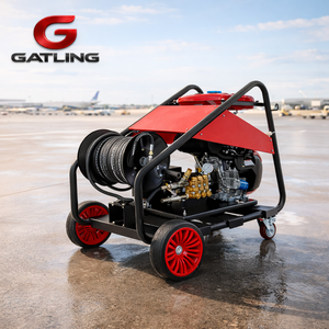 27HP 200Bar 2900psi 41L/Min Petrol Engine Pipe Blaster <strong>for</strong> 500mm Sewer Drain <strong>Cleaning</strong> off Grid Airport Runway and Plaza Washer - Product Image 1