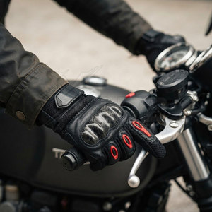 Heavy Duty Winter Riding Leather Motorbike <b>Gloves</b> Reinforced Finger Areas Perforated Panels Wrist Strap Waterproof <b>Touchscreen</b> - Product Image 2