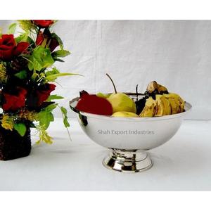Bol à fruits en métal argenté de bonne qualité avec base pour le salon, la salle à manger, décoration de table, centre de table, bols à fruits - Product Image 2