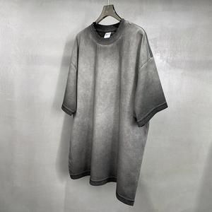 T-shirt en coton 100% pour homme, surdimensionné, noir, délavé à l'acide, vintage, personnalisé, en gros, OEM, lourd, imprimé en DTG - Product Image 2