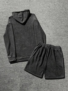 OEM personalizado impreso de alta calidad de los hombres de la calle de peso pesado de impresión gráfica sudadera pantalones cortos conjunto para el invierno para los deportes Casual - Product Image 2