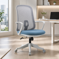 Chaise de bureau ergonomique en maille avec support lombaire réglable, chaise de travail avec cadre en fibre de verre PP et roulettes en nylon