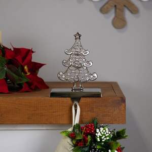 Metal <b>Christmas</b> <b>stocking</b> <b>holder</b> decorative stand for fireplace mantel holiday decoration hanging hook sturdy design - Product Image 2