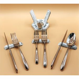 Porte-couverts en marbre élégant et moderne, design Prisma |   Ustensiles de cuisine réutilisables antiadhésifs décoratifs blancs/marrons/violettes - Product Image 5