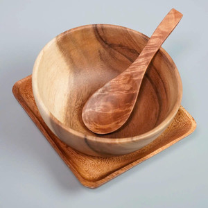 Tazón de Madera de Acacia de Alta Calidad, Pulido, Ligero, de Madera Natural para Servir Alimentos en el Hogar y Restaurantes, por MULTI CRAFT - Product Image 1