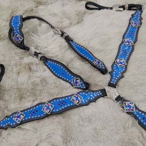 Ensemble de clous de cheval Western de luxe Design Premium Headstall Collier de poitrine pour l'équitation Ensemble complet de chevaux de trait - Product Image 6