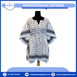 Indian Manufacturer Women <b>Kaftan</b> Free Size Pure Cotton Hand Block Printed Fashionable Beach <b>Kaftans</b> for Sale at Lowest Price - Product Image 2