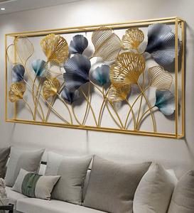 Ginkgo Leaf Design 3d Art mural en métal pour décoration de fond de canapé de salon Cadre d'art mural suspendu - Product Image 3