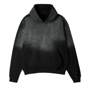 Qualité supérieure Double Pigment Wash 500 GSM Coton Mélangé À Capuche Drop Shoulder Cropped Fit Hoodies - Product Image 1