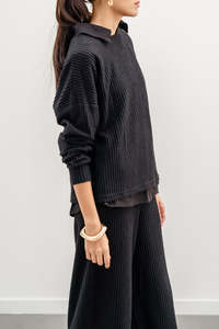 Sweat-shirt en tricot côtelé noir pour femmes de la meilleure qualité, respirant, streetwear, vente en gros, sweat-shirts personnalisés imprimés fabriqués au Pakistan - Product Image 5