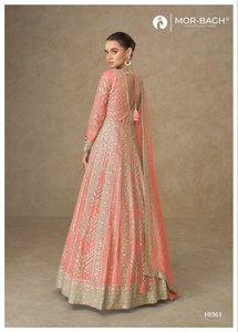 Robe Anarkali longue en soie Georgette haut de gamme avec broderie riche / Salwar Kameez Dupatta traditionnel 2026 pour soirée - Product Image 5