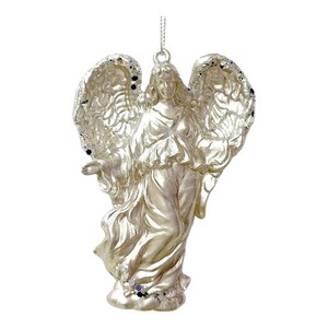 New Design Style Christmas New Year Decoration Matt <b>White</b> Gold <b>Paint</b> Clear Champagne Gold <b>Glitter</b> Acrylic Angel Ornament - Product Image 3