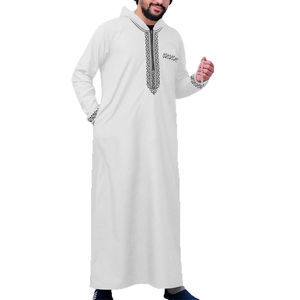 Abaya musulmane à capuche brodée de style modeste pour hommes, pour le commerce extérieur, en polyester, avec fermeture éclair, Hajj Malaisie - Product Image 5