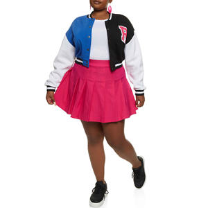 Fashionable <b>Ladies</b> <b>Cropped</b> Varsity <b>Jackets</b> 2 Tone Fleece Fabric Women's College Letterman <b>Jackets</b> Embroidered Vintage Canvas - Product Image 5