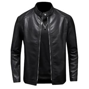 2024 hiver en cuir véritable longue épaisse Vintage moto veste hommes col rond coupe ajustée motif léopard - Product Image 4