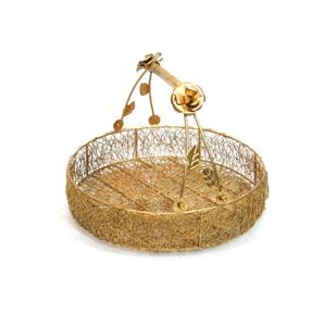 Panier cadeau en métal de couleur dorée Bol à fruits en fer Nordic Flowers And Snacks Storage Products Rectangle Shape Basket avec poignée - Product Image 4