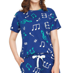Wholesale <b>Women</b> Casual <b>Twin</b> <b>Set</b> Music Themed Print T-Shirt and Short <b>Set</b> Stylish Print Summer Wear Relaxed Fit Girls Co-ord <b>Set</b> - Product Image 2