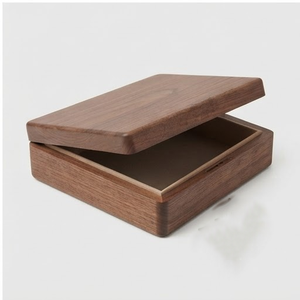 Boîte à bijoux en bois d'acacia avec couvercle, finition naturelle, étui de rangement rectangulaire pour accessoires - Product Image 1