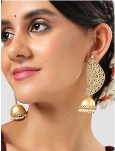 Peacock Plume <b>Jhumka</b> <b>Earring</b> Set Royal Indian Jewelry High-quality Brass Bulk Product Customize Design for Women and Girls - Product Image 2