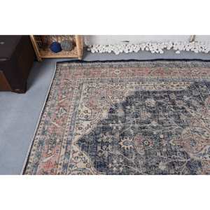 Alfombra turca Vintage clásica 7,2X10,8 pies hecha a mano negro Beige Patchwork diseño lana poliéster Material látex respaldo para la vida - Product Image 5