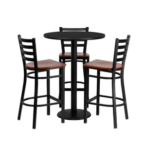 Ensemble de table ronde en stratifié Lashon avec 3 tabourets de bar en métal avec finition noire - Product Image 6
