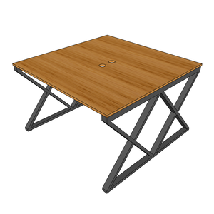 XBamboo 2-Seater Dinng <b>Table</b> Set BFXB011-120x120cm Square Cluster <b>Table</b> with Assembled Iron Legs for Home Bar or Office Use - Product Image 5