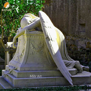 <span class=keywords><strong>Monument</strong></span> funéraire en marbre blanc sculpté à la main de style occidental MILY, ange pleurant, à vendre - Product Image 6
