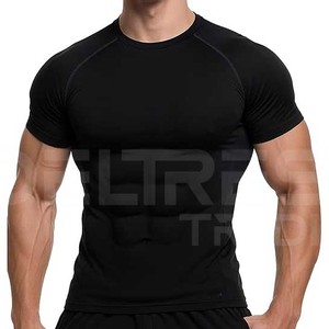 Nouveau 2025 adulte hommes coton/bambou Fiber Compression T-Shirts motif solide col rond chemise vêtements - Product Image 1