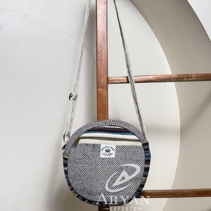 New 2025 Handmade <b>Round</b> Hemp Crossbody Bag Eco-Friendly Boho <b>Sling</b> Bag with Zipper Pocket Himalayan Natural Hemp Shoulder Bags - Product Image 1