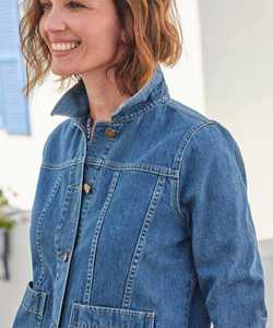 Chaqueta vaquera de algodón informal para mujer azul clásica personalizada de la mejor calidad, manga larga diseñada para mujer, comodidad para todas las estaciones - Product Image 3