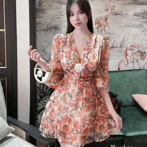 2023 été longues robes décontractées à la mode en mousseline de soie Maxi dame robe avec motif floral prix raisonnable personnalisable lavable - Product Image 1