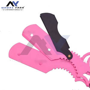 Venta al por mayor de acero inoxidable maquinilla de afeitar recta rosa y negro con hoja reemplazable para la cara cuerpo Bikini afeitado - Product Image 6